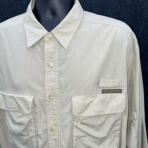 EXOFFICIO MENS BUZZ OFF SHIRT XL KHAKI VENTED  SECURITY POCKETS Fishing Outdoors